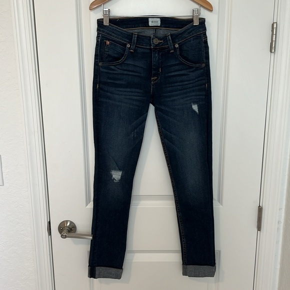 Hudson Bacara Crop Straight Cuffed Jeans Size 25 Extra Dark Whisker Wash - Picture 16 of 17